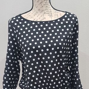 Michael Kors Black and White Polka Dot Top